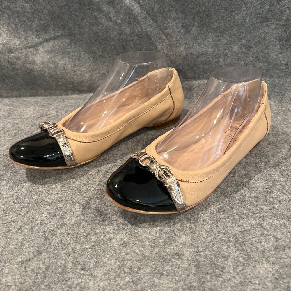 AGL Monika Cap Toe Ballet Size 38.5 8.5 NWOB Beige Black Patent - Picture 4 of 5